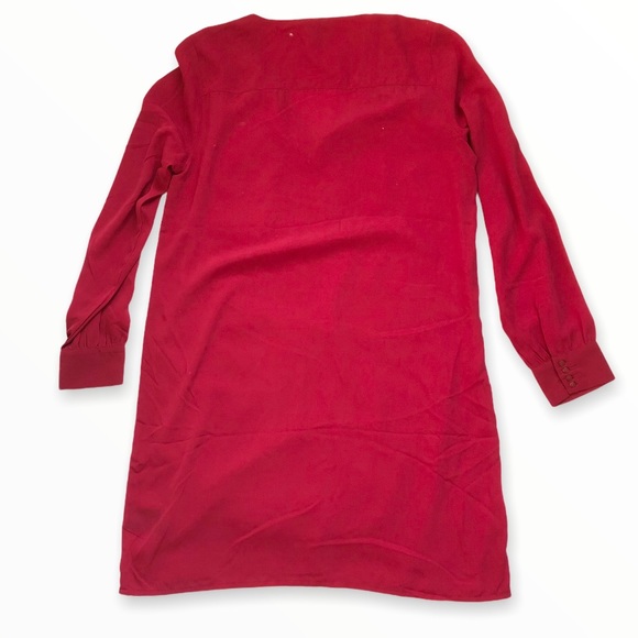 H&M Chiffon Long Sleeve V-Neck Tunic Dress Red Size 14 - Picture 6 of 9